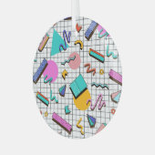 80s Bright Checkered:  geometrisch. Glas Ornament (Voorkant links)