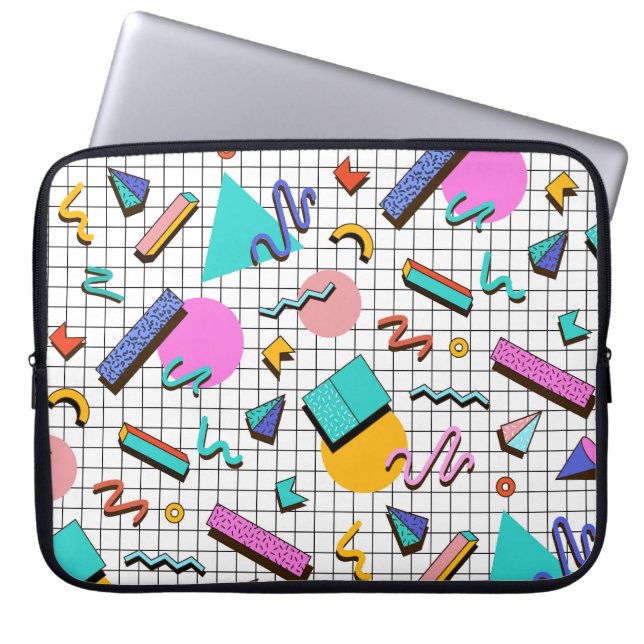 80s Bright Checkered:  geometrisch. Laptop Sleeve (Voorkant)