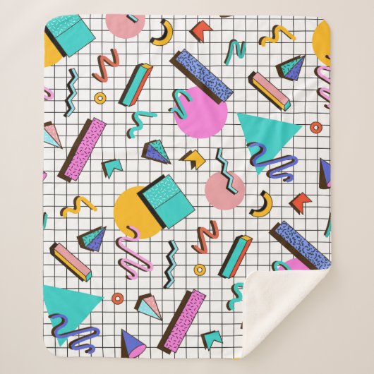 80s Bright Checkered: geometrisch. Sherpa Deken (Voorkant)