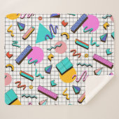80s Bright Checkered: geometrisch. Sherpa Deken (Voorkant (horizontaal))