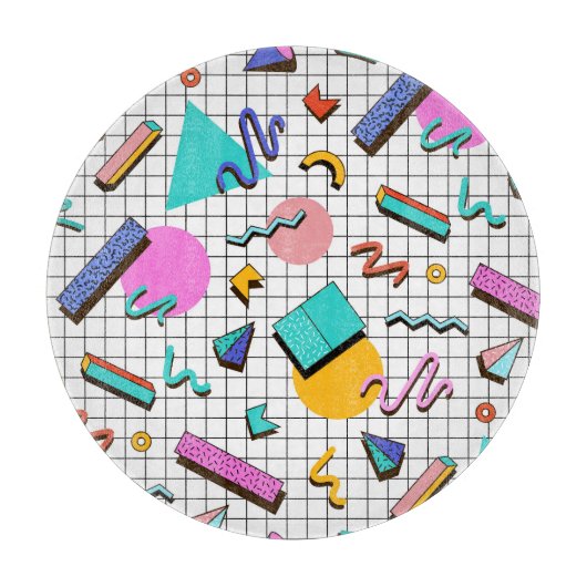 80s Bright Checkered:  geometrisch. Snijplank (Voorkant)