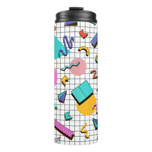 80s Bright Checkered: geometrisch. Thermosbeker (Voorkant)