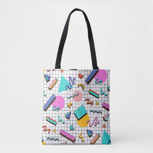 80s Bright Checkered:  geometrisch. Tote Bag (Voorkant)