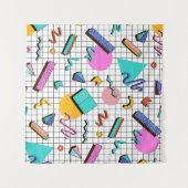80s Bright Checkered:  geometrisch. Wandkleed (Voorkant (horizontaal))