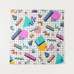 80s Bright Checkered: geometrisch. Wandkleed