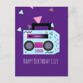 80s Bright Music System Happy Birthday Name Kaart (Voorkant)