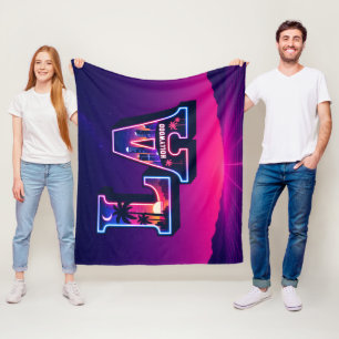 80s California stijl neon LA typografie kunst Fleece Deken