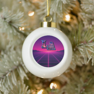 80s California stijl neon LA typografie kunst Keramische Bal Ornament