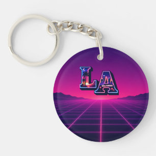 80s California stijl Neon LA typografie kunst Sleutelhanger