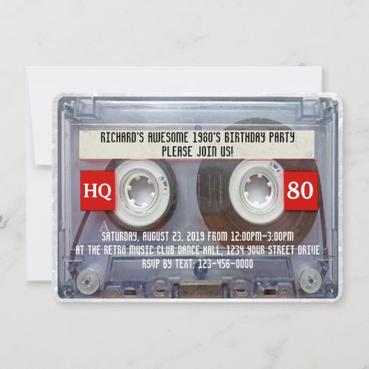80s Cassette Mixtape 1980's Birthday Party Kaart (Voorkant)