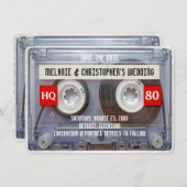 80s Cassette Mixtape 1980s Wedding Save the Date Kaart (Voorkant / Achterkant)