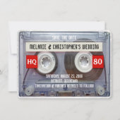 80s Cassette Mixtape 1980s Wedding Save the Date Kaart (Voorkant)