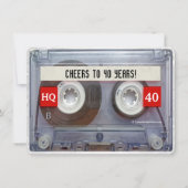 80s Cassette Mixtape 40th Birthday Party Kaart (Achterkant)
