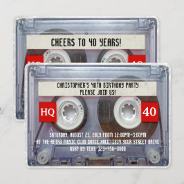 80s Cassette Mixtape 40th Birthday Party Kaart