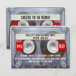 80s Cassette Mixtape 50th Birthday Party Kaart