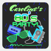 80s Cassettebandje Partij Vierkante Sticker (Voorkant)