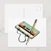 80s Cassettebandje Potlood 1980s Retro  Drow Feestdagenkaart (Voorkant / Achterkant)