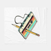 80s Cassettebandje Potlood 1980s Retro  Drow Fleece Deken (Voorkant (Horizontaal))