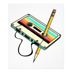 80s Cassettebandje Potlood 1980s Retro  Drow Foto Afdruk