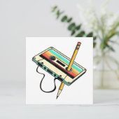 80s Cassettebandje Potlood 1980s Retro Drow Kaart (Staand voorkant)