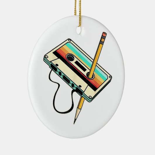 80s Cassettebandje Potlood 1980s Retro  Drow Keramisch Ornament (Rechts)