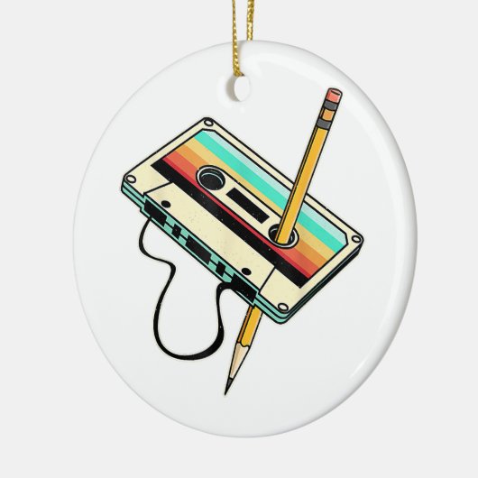 80s Cassettebandje Potlood 1980s Retro  Drow Keramisch Ornament (Links)