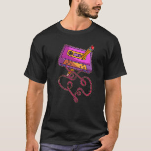 80s Cassettebandje Potlood 1980s Retro Drow T-shirt