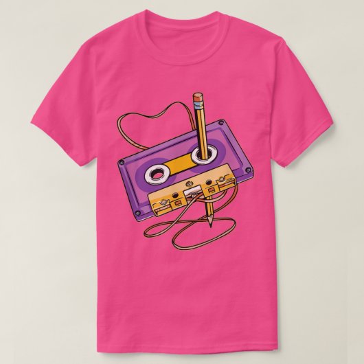 80s Cassettebandje Potlood 1980s Retro Drow T-shirt (Design voorkant)