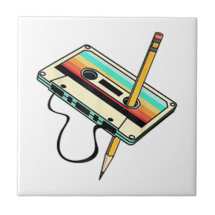 80s Cassettebandje Potlood 1980s Retro  Drow Tegeltje