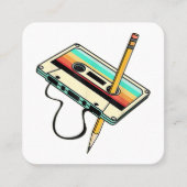 80s Cassettebandje Potlood 1980s Retro  Drow Vierkante Visitekaartje (Voorkant)