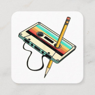 80s Cassettebandje Potlood 1980s Retro  Drow Vierkante Visitekaartje