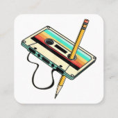 80s Cassettebandje Potlood 1980s Retro  Drow Vierkante Visitekaartje (Achterkant)