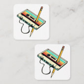 80s Cassettebandje Potlood 1980s Retro  Drow Vierkante Visitekaartje (Voorkant / Achterkant)