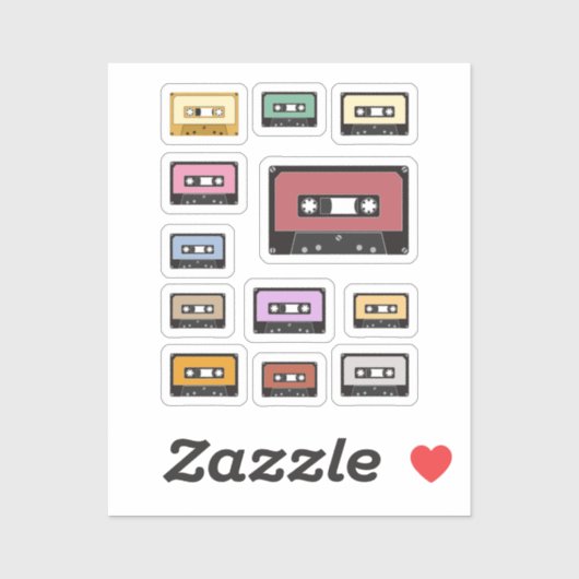 80s Cassettebandje Stickers instellen (Vel)