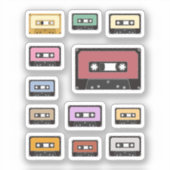 80s Cassettebandje Stickers instellen (Voorkant)