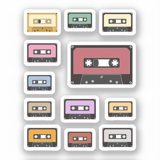 80s Cassettebandje Stickers instellen (Voorkant)