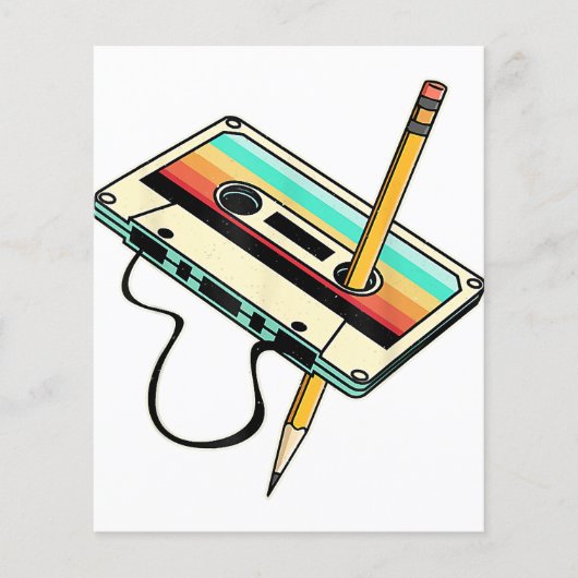 80s Cassettereband Potlood 1980s Retro Vintage Wor (Voorkant)
