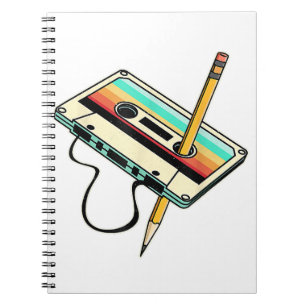 80s Cassettereband Potlood 1980s Retro Vintage Wor Notitieboek