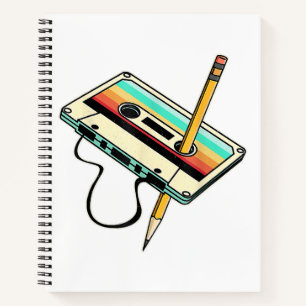 80s Cassetteregel Potlood 1980s Retro Vintage Worp Notitieboek