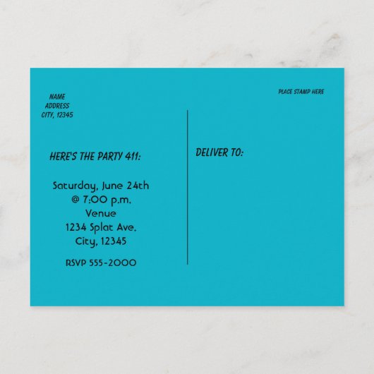 80's Club Verjaardagsfeest Uitnodiging Briefkaart (Achterkant)