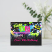 80's Club Verjaardagsfeest Uitnodiging Briefkaart (Staand voorkant)