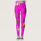 80s Collage Art Leggings Hot Pink (Voorkant)