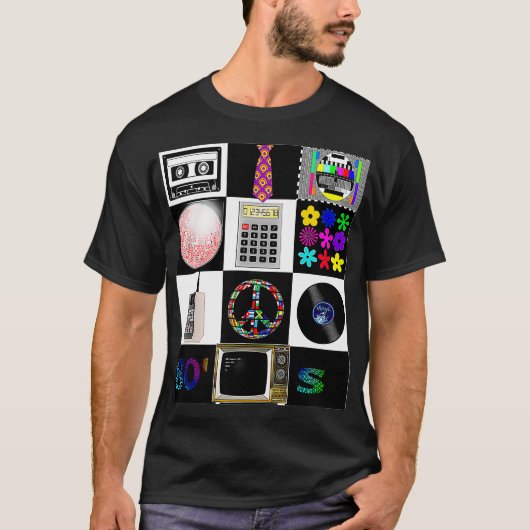 80s Collage DiscoballMixtape CalculatorFlower T-shirt (Voorkant)