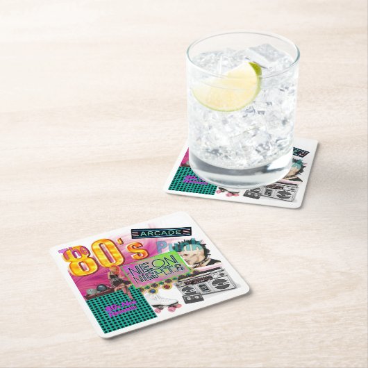 80s Collage Kartonnen Onderzetters (Insitu)