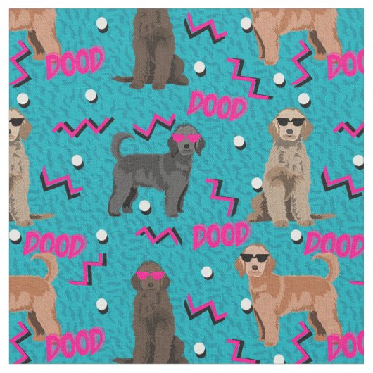 80s Cool Dood fabric golden doedle dog grappig Stof (Close Up)