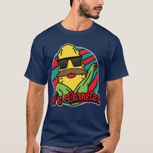 80s Cornstar Eigthies Funny Mustache Maïs vriend T-shirt (Voorkant)