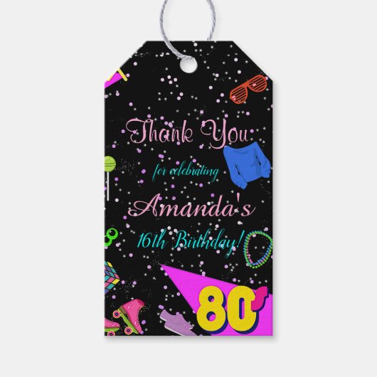 80's Dank je, terug naar de 80's, elke leeftijd, Cadeaulabel (Voorkant)