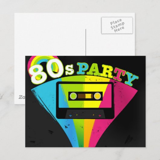 80s de Achtergrond van de Partij Briefkaart (Voorkant / Achterkant)