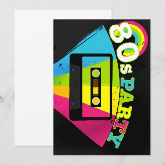 80s de Achtergrond van de Partij Kaart (Voorkant / Achterkant)