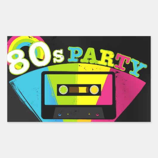 80s de Achtergrond van de Partij Rechthoekige Sticker (Voorkant)